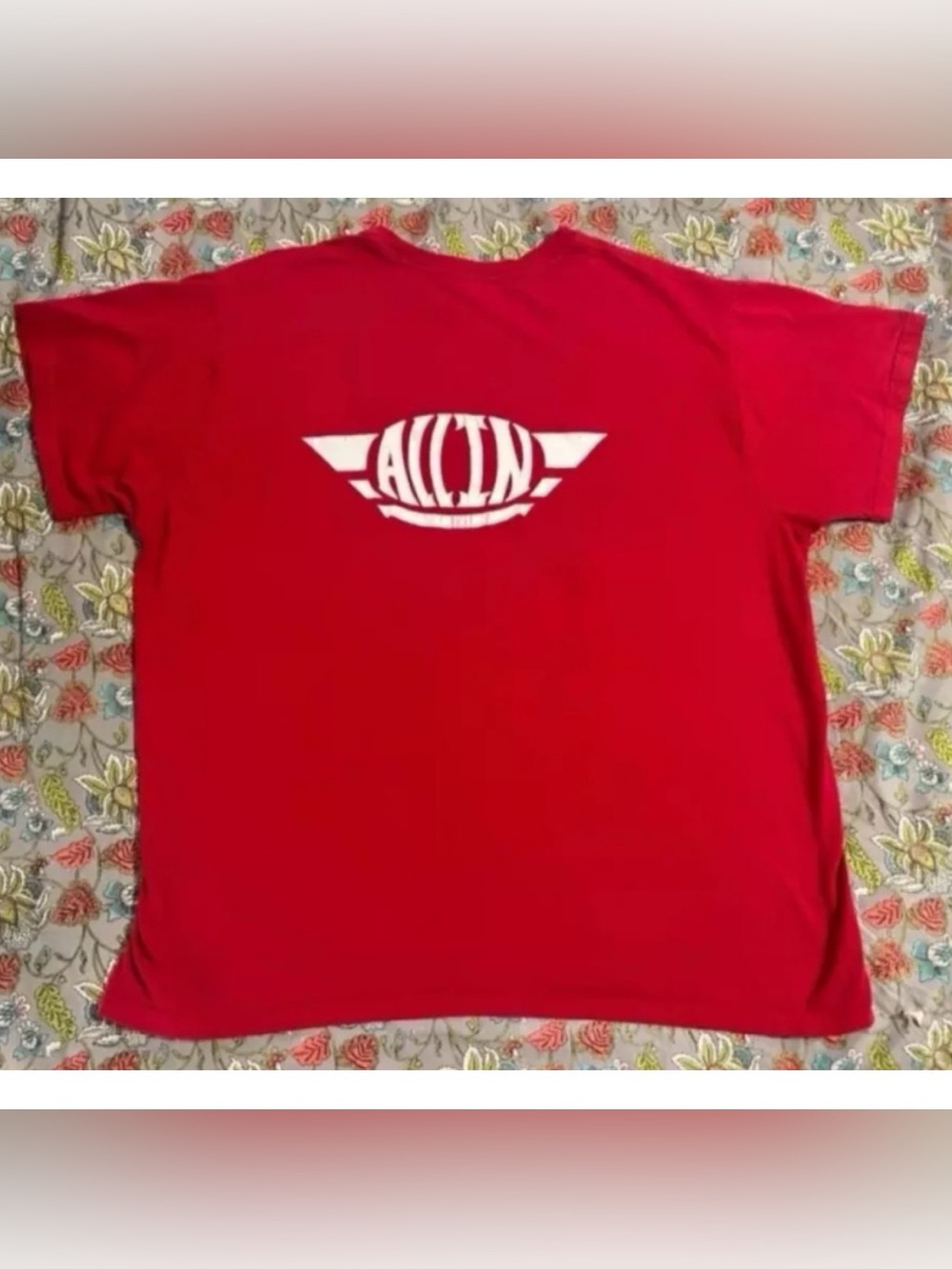 Vintage ALL IN T Shirt Tee Red White Graphic Hanes VTG Y2K
